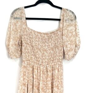 Jessica Simpson Beige Floral Midi Dress
